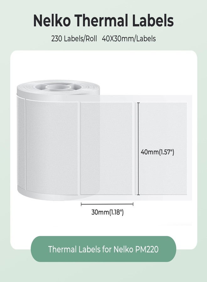 ملصقات حرارية لماكينة طباعة الملصقات Nelko PM220، مقاس 1.57 بوصة × 1.18 بوصة (40 × 30 مم)، ملصق حراري مقاوم للماء، شريط لاصق متعدد الأغراض، لفة واحدة من 230 ورقة حرارية ذاتية اللصق (شفافة). - Image 2