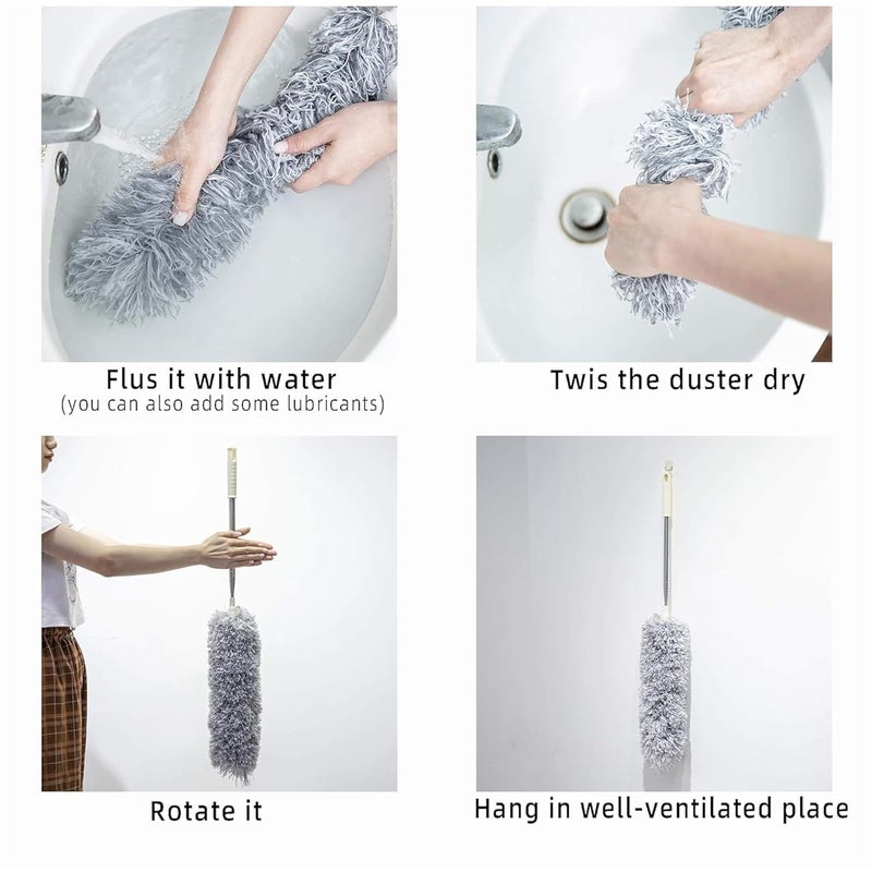 YESIKOM ExtraLong Dusters with Extension Pole 100inch for Cleaning Bendable Microfiber Head Washable Ceiling Fan Duster for High Ceilings Furniture - Image 3