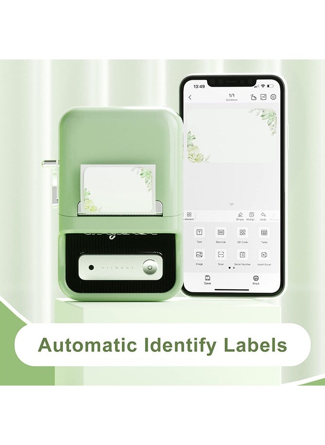 NIIMBOT B21 Bluetooth Label Maker Inkless Label Printer with 1 Roll 50*30mm White Label Sticker, Portable Thermal Label Maker with 20-50mm Print Width, Great for Clothing, Address, Business, Supermarket,  Retail Store Printing Barcods, Green  - Image 3