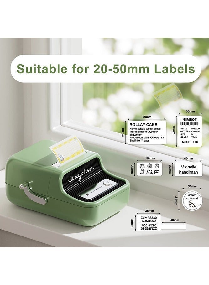 NIIMBOT B21S Bluetooth Label Maker Inkless Label Printer with 1 Roll 50*30mm White Label Sticker, Portable Thermal Label Maker with 20-50mm Print Width, Great for Clothing, Address, Business, Supermarket,  Retail Store Printing Barcods, Green - Image 2