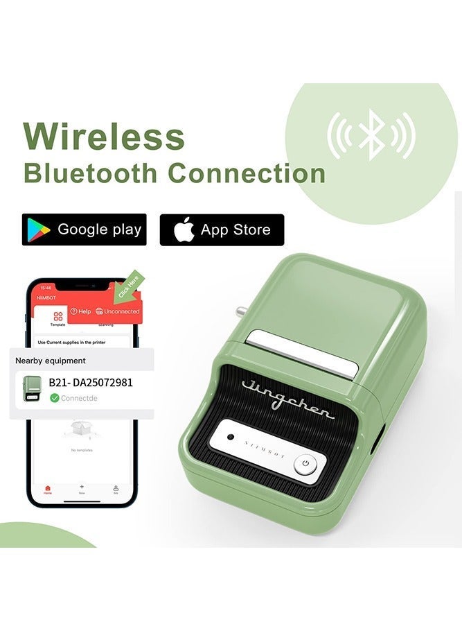 NIIMBOT B21S Bluetooth Label Maker Inkless Label Printer with 1 Roll 50*30mm White Label Sticker, Portable Thermal Label Maker with 20-50mm Print Width, Great for Clothing, Address, Business, Supermarket,  Retail Store Printing Barcods, Green - Image 4