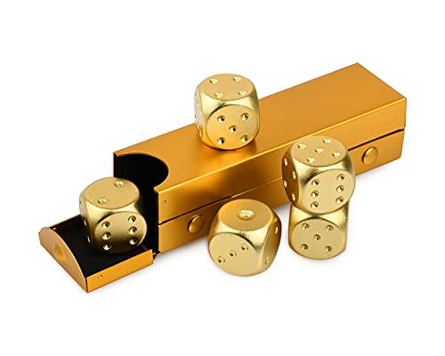 DS.DISTINCTIVE STYLE DSDISTINCTIVE STYLE Aluminum Alloy Dice 5 Pieces 16mm Portable Metal Dices with Case 6 Sided Dice for Party Game - Image 1