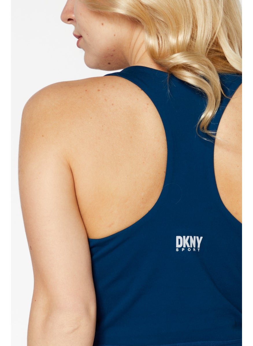 DKNY Sport Women Sportswear Fit Brand Logo Sleeveless Training Top, Teal Blue  - Image 4