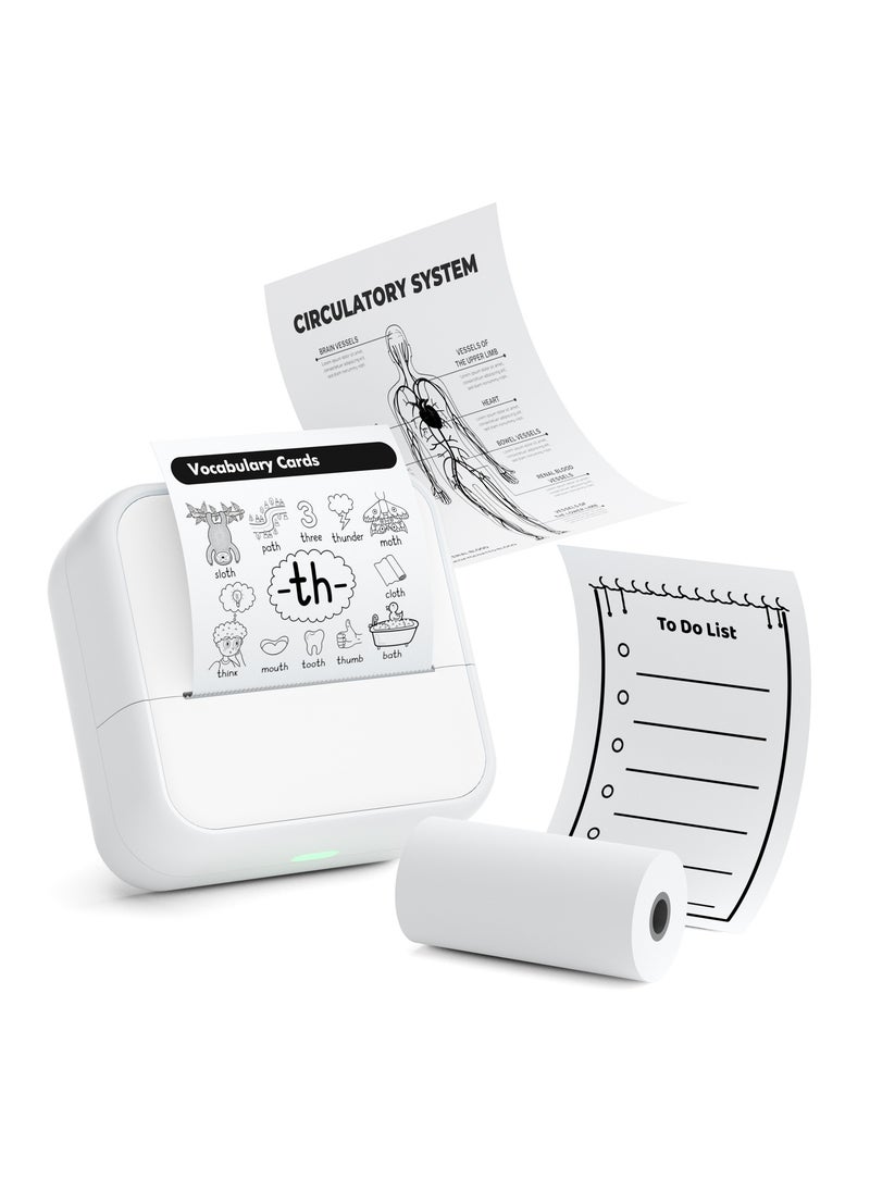 Generic Smart Mistake-Correction Thermal Printer – Mini Bluetooth Label & Pocket Photo Printer, Ink-Free, HD Printing, OCR Text Recognition, Note & Homework Organizer, Compatible with iOS & Android, White  - Image 1
