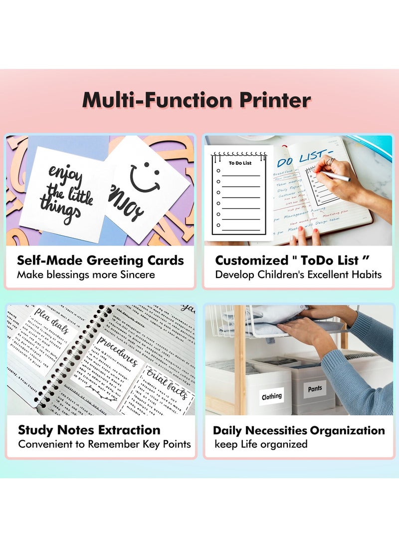 Generic - Smart Mistake-Correction Thermal Printer – Mini Bluetooth Label & Pocket Photo Printer, Ink-Free, HD Printing, OCR Text Recognition, Note & Homework Organizer, Compatible with iOS & Android, White - Image 1