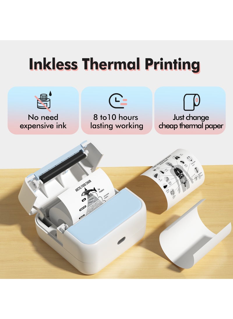 Generic - Smart Mistake-Correction Thermal Printer – Mini Bluetooth Label & Pocket Photo Printer, Ink-Free, HD Printing, OCR Text Recognition, Note & Homework Organizer, Compatible with iOS & Android, White - Image 1