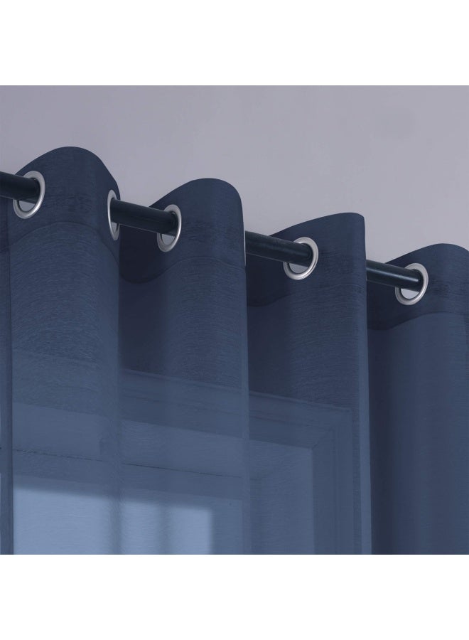 KOUFALL KOUFALL Navy Blue Curtains 96 Inches Long for Living Room 2 Panels Set Window Drapes Dark Navy Grommet Curtains Sheer for Bedroom Backdrop 52x96 Inch Length  - Image 3