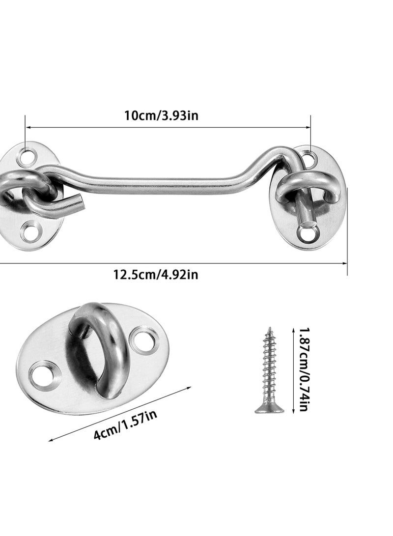 Excefore Cabin Hook, 2 Pack 3'' Barn Door Lock, Heavy Duty Solid Thicken Stainless Steel Gate Latch Lock, Add More Security and Privacy, Eye Latches & Bolt for Door Locks, Silver - Image 5