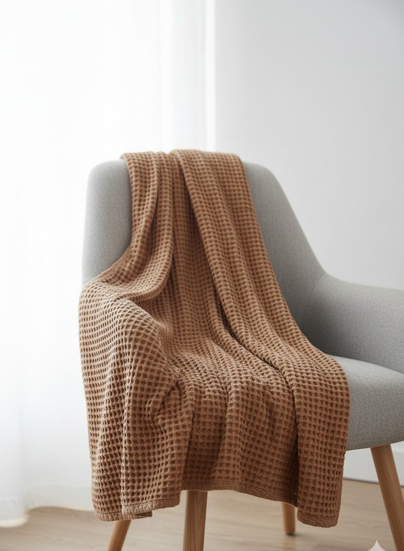 Nile Weave Elegant Egyptian Cotton Waffle Throw Blanket – ultra-soft, lightweight, and beautifully crafted. Enjoy luxurious comfort, breathable warmth, and timeless sophistication in any room. - Image 1