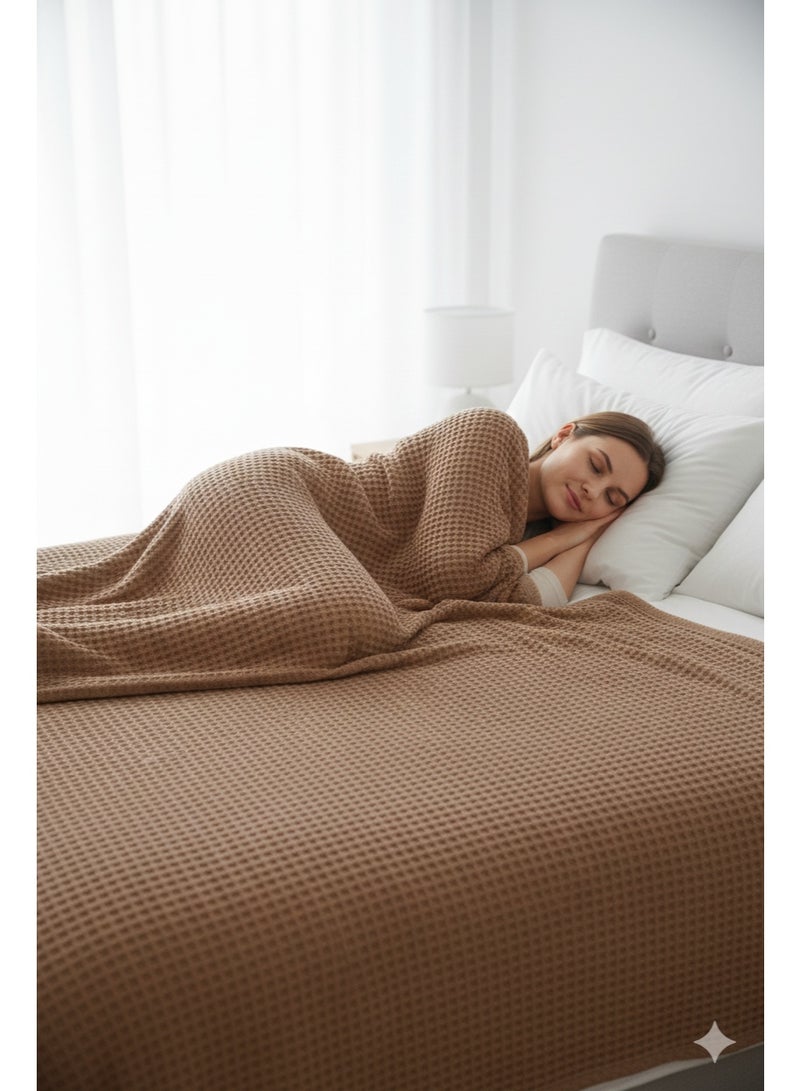 Nile Weave Elegant Egyptian Cotton Waffle Throw Blanket – ultra-soft, lightweight, and beautifully crafted. Enjoy luxurious comfort, breathable warmth, and timeless sophistication in any room. - Image 3
