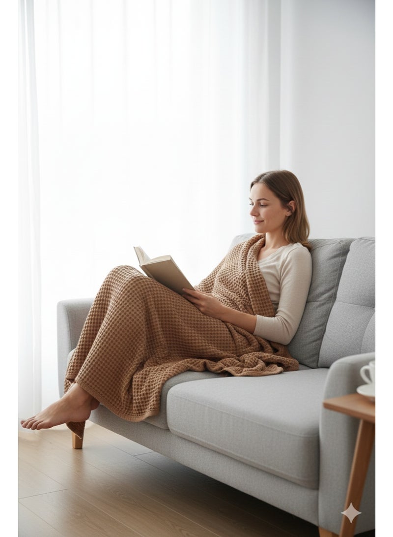 Nile Weave Elegant Egyptian Cotton Waffle Throw Blanket – ultra-soft, lightweight, and beautifully crafted. Enjoy luxurious comfort, breathable warmth, and timeless sophistication in any room. - Image 4