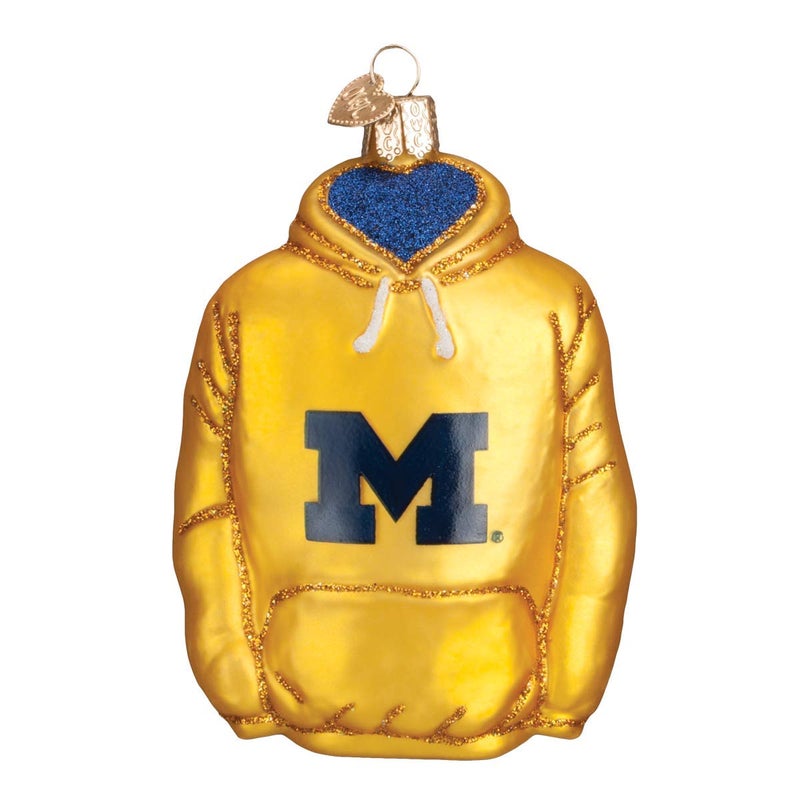 Old World Christmas Old World Christmas University of Michigan Wolverines Glass Blown Ornaments for Christmas Tree Hoodie 