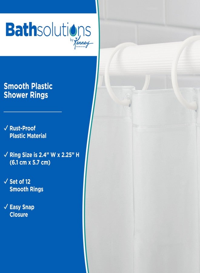 Kenney KN61217 Rust-Proof Smooth Plastic Shower Curtain Rings for Shower Curtain and Standard Shower Curtain Rod, Bathroom Use, Easy to Snap Closure, Easy to Install, Set of 12, White - Image 2