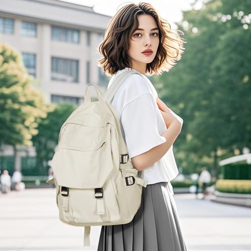 coowoz Lightweight School Bag Casual Daypack College Laptop Backpack for Men Women Water Resistant Travel Rucksack for Sports High School Middle Bookbag for girls（White） - Image 5