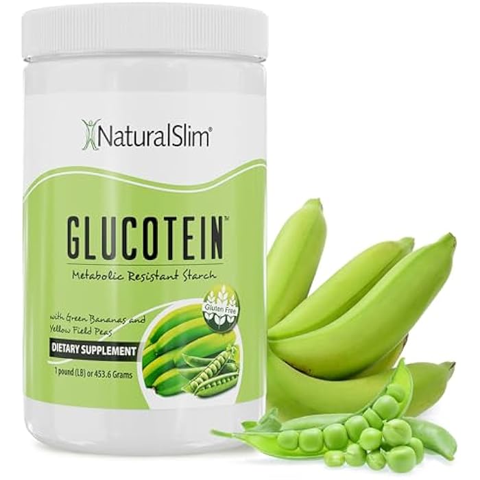 NaturalSlim مكمل نشا مقاوم للبريبايوتيك NaturalSlim مع دقيق الموز الأخضر وخلطة نشا البازلاء مسحوق جلوكوتين - خالي من الكائنات المعدلة وراثيًا وخالي من الغلوتين - 16 حصة - Image 1
