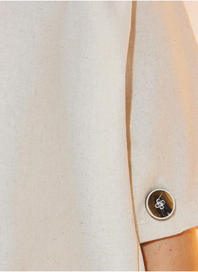تايك تو Solid Pocket Detail Short Sleeve Blazer
