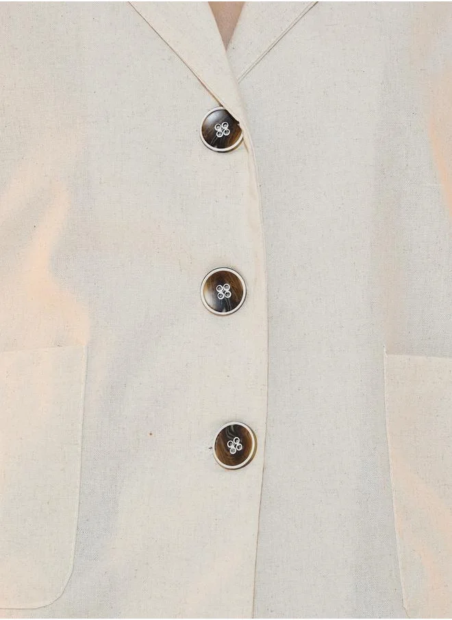 تايك تو Solid Pocket Detail Short Sleeve Blazer