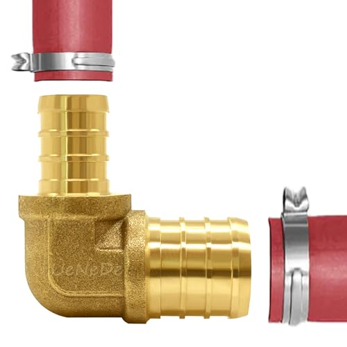 Uenede 10PCS LF Brass 34 to 12 Inch PEX Reducer 90 Degree Elbow Barb Coupling Pipe Crimp Fitting - Image 3