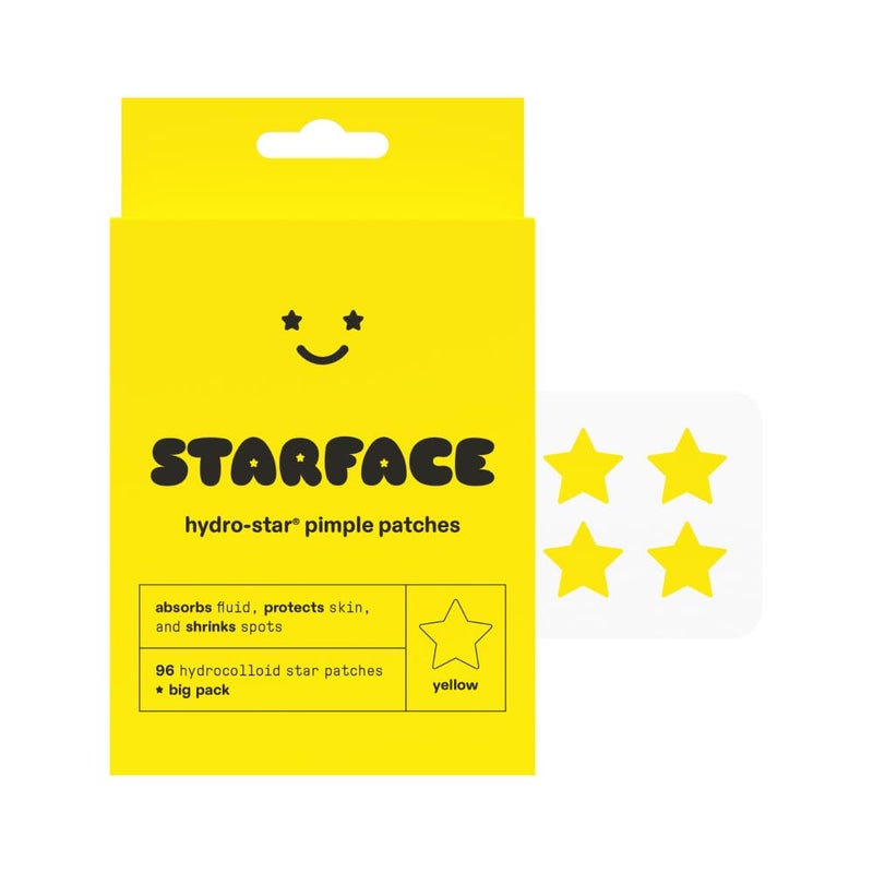Starface World ستارفيس هيدرو-ستارز باك الكبير، لاصقات حب الشباب الهيدروكولودية، تمتص السوائل وتقلل الاحمرار، شكل نجمة لطيف، عناية بالبشرة خالية من القسوة (96 قطعة) - Image 1