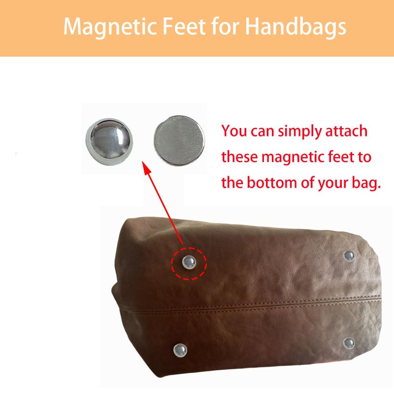 SPANSEE 4PCS Magnetic Feet for Handbags, Bottom Feet for Purses, Magnetic Feet for Purse Bottom, Purse Feet for Handbags, Handbag Heels (Silver) - Image 2