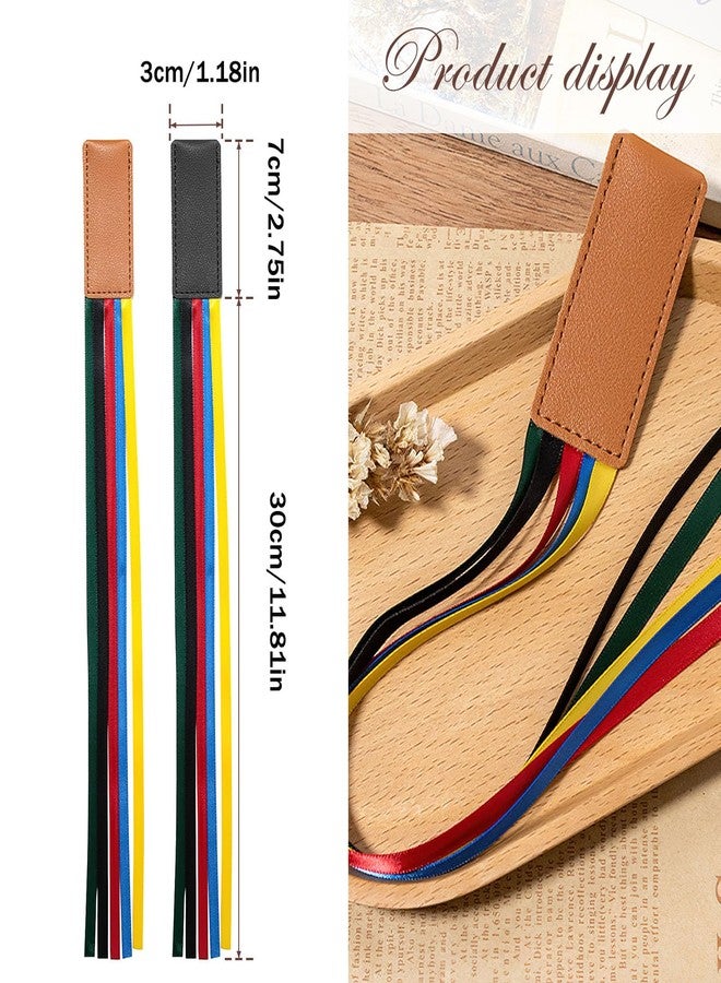 GTILE 6 Pcs Multicolor Leather Ribbon Bookmark, Artificial Leather Bookmark with Colorful Ribbon for Bible Book Markers, Multi Page Marker Hold Clips into Book - Image 2