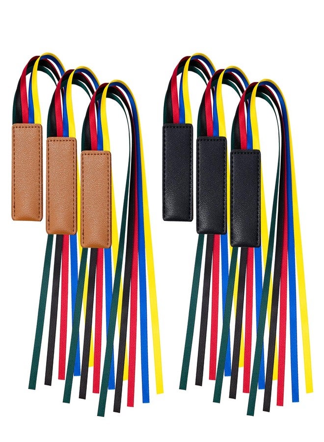 GTILE 6 Pcs Multicolor Leather Ribbon Bookmark, Artificial Leather Bookmark with Colorful Ribbon for Bible Book Markers, Multi Page Marker Hold Clips into Book - Image 1