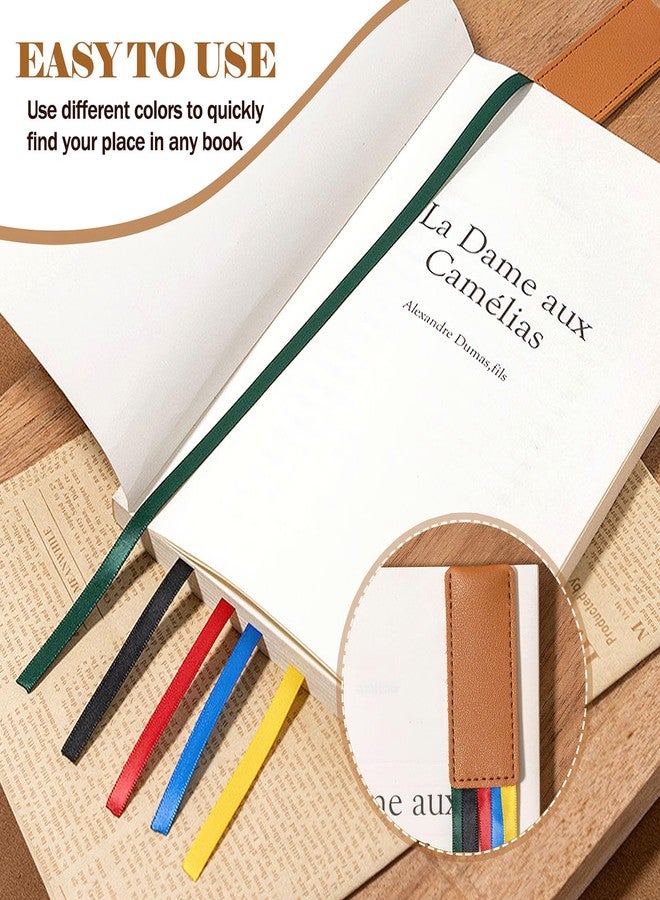 GTILE 6 Pcs Multicolor Leather Ribbon Bookmark, Artificial Leather Bookmark with Colorful Ribbon for Bible Book Markers, Multi Page Marker Hold Clips into Book - Image 4