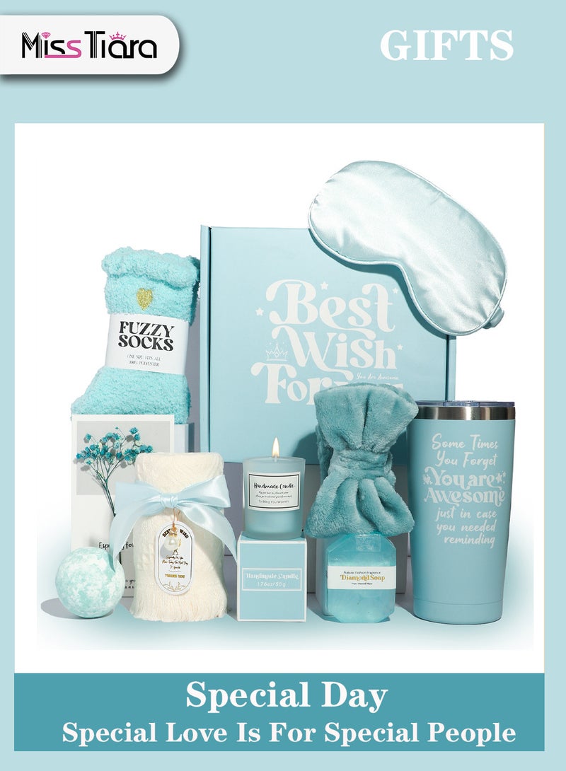 MissTiara Gift Basket for Women - Birthday Gift Box Get Well Soon Gift Set Contains 11 Inspirational Gifts Relaxing Spa Treatment Package for Women Bestie Friendship Female Friend Gift  - Image 1