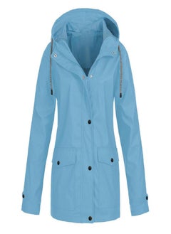 Women Solid Stripe Rain Jacket Outdoor Plus Waterproof Hooded Raincoat Windproof