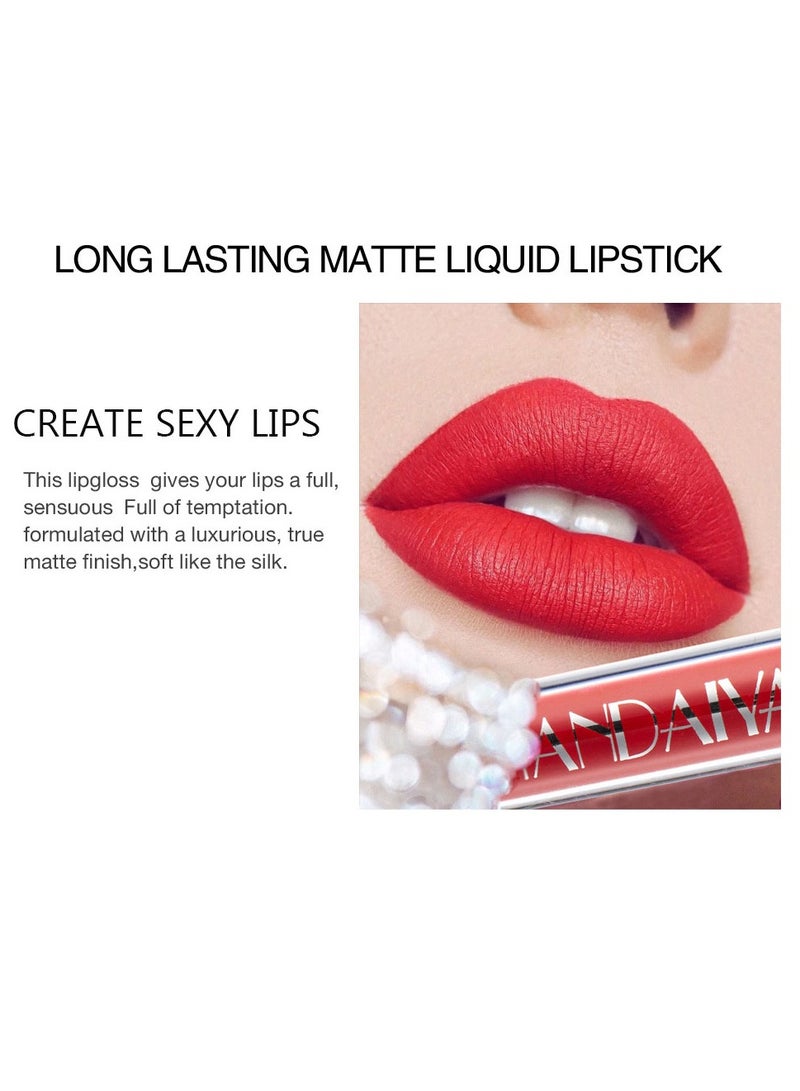 Handaiyan Lipstick Matte Liquid Lipsticks Makeup For Women Velvet Long Lasting Waterproof Highly Pigmented Colour Quick-Drying, Smudge-Proof, Nourishes, Conditions,Ultra Soft Moisturizes  - Image 3