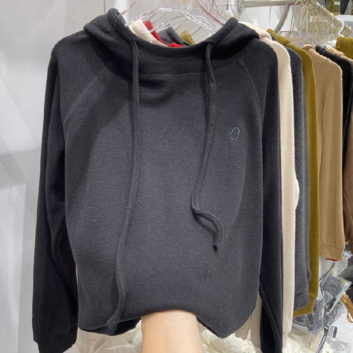 1632# [2025 autumn and winter new] velvet base hoodie women 2025 autumn and winter new Joker warm hooded Dark gray  - Image 4