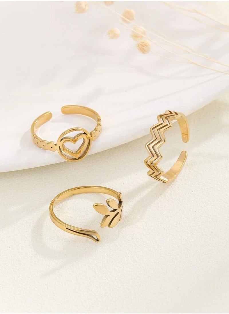 Set Of 3 Gold Stainless Steel Rings For Women One Size - pzsku/Z682FAE79F303B1C0C127Z/45/_/1690262436/af10ca67-3651-466f-90db-2b34a6fbc89c