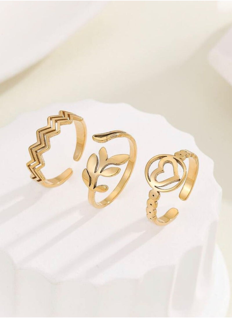 Set Of 3 Gold Stainless Steel Rings For Women One Size - pzsku/Z682FAE79F303B1C0C127Z/45/_/1690262437/494ff40a-8e1b-44de-a316-bf5b1562f01a