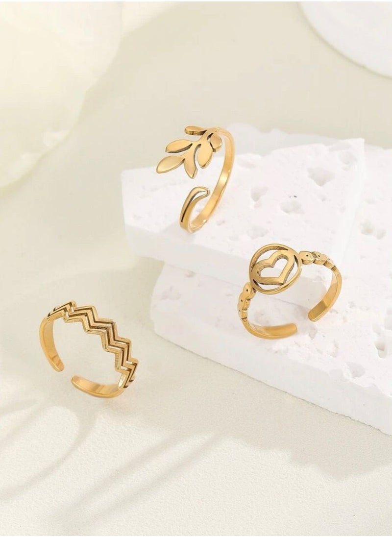 Set Of 3 Gold Stainless Steel Rings For Women One Size - pzsku/Z682FAE79F303B1C0C127Z/45/_/1690262437/8c5febf6-5119-425b-8175-71d8e79cf27d