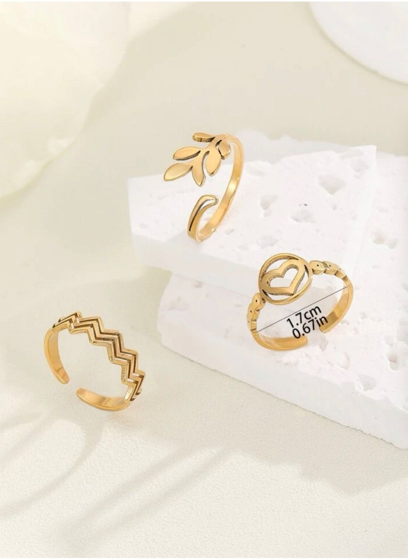 Set Of 3 Gold Stainless Steel Rings For Women One Size - pzsku/Z682FAE79F303B1C0C127Z/45/_/1690262438/e63258f6-7f40-460c-a910-b04abb2f2767