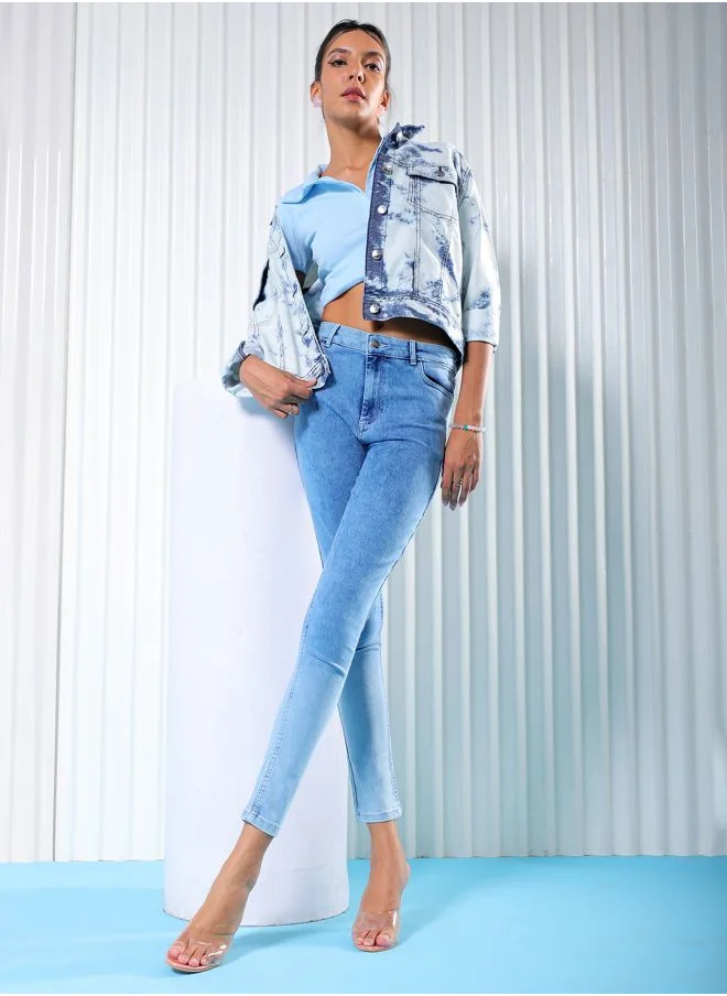 مرفوعة Women Skinny Fit Solid High-Rise Jeans