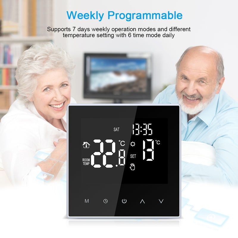 Smart Thermostat Digital Temperature Controller Weekly Circulation Programmable Electric Underfloor Heating with Large LCD Screen for Home School Office Hotel 16A - Image 3