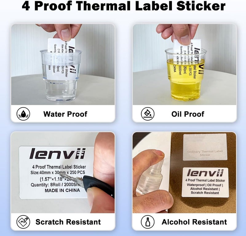 LENVII 76x100 mm (3" x 4") Thermal Labels Paper 280 Sheets - 4 Rolls × 70 Labels, Tear/Water/Oil/Scratch Resistant Multi-Purpose Adhesive Stickers for Barcode/FNSKU, Home, Office, Product Gift Tag - Image 3