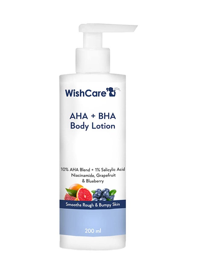 WishCare - 10% AHA + 1% BHA Body Lotion for Men & Women - Body lotion for dry skin - Detans, Smooths Rough & Bumpy Skin 200ml - Image 1