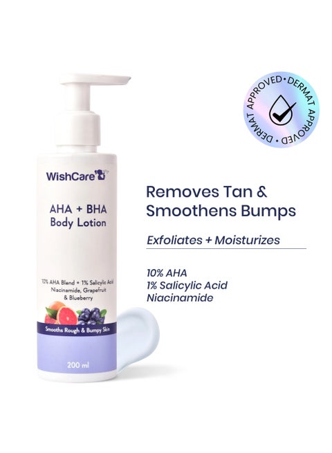 10% AHA + 1% BHA Body Lotion for Men & Women | Body lotion for dry skin | Detans, Smooths Rough & Bumpy Skin