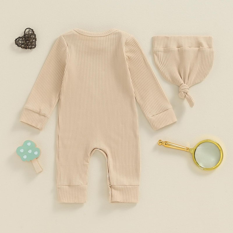 MERSARIPHY Newborn Baby Boy Girl Clothes Hi I'm New Here Coming Home From Hospital Outfits Gender Neutral One Piece Romper (Beige, 0-3 Months) - Image 4