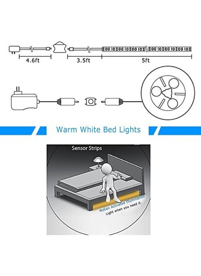 Vansky - Flexible LED Strip Motion Sensor Night Light Bedside Lamp Warm Soft Glow - Image 1
