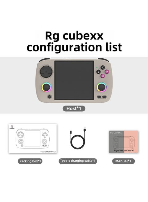 Wireless RG CubeXX Handheld Game Console ANBERNIC High Definition TV Gaming Machine Compatible With PS1 PSP Lightweight Portable-Product Color:RG CubeXX Comes Standard With 32G Chinese-Model:Grey