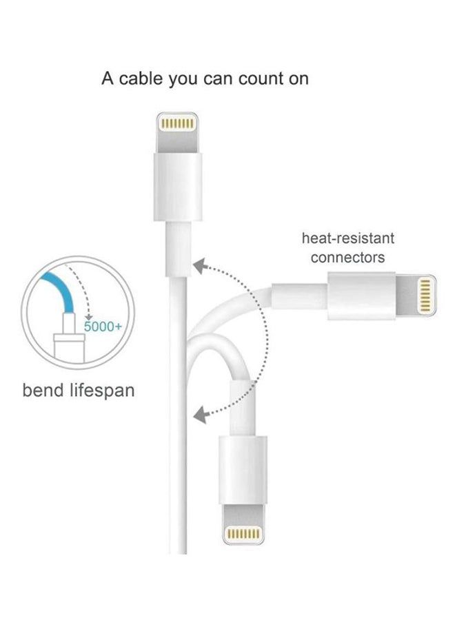 USB To Lightning Data Sync And Charging Cable For Apple iPhone White/Silver