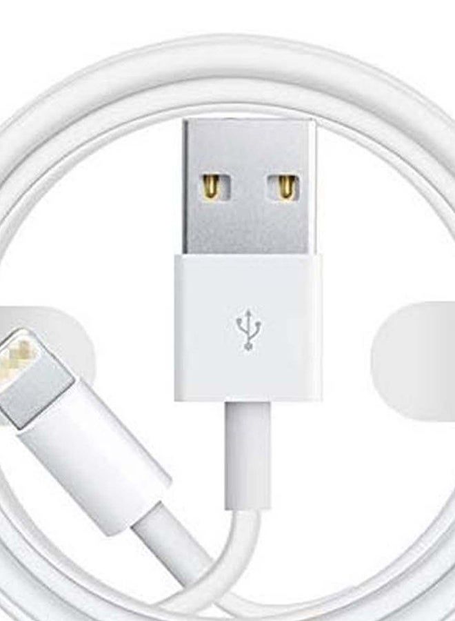 USB To Lightning Data Sync And Charging Cable For Apple iPhone White/Silver