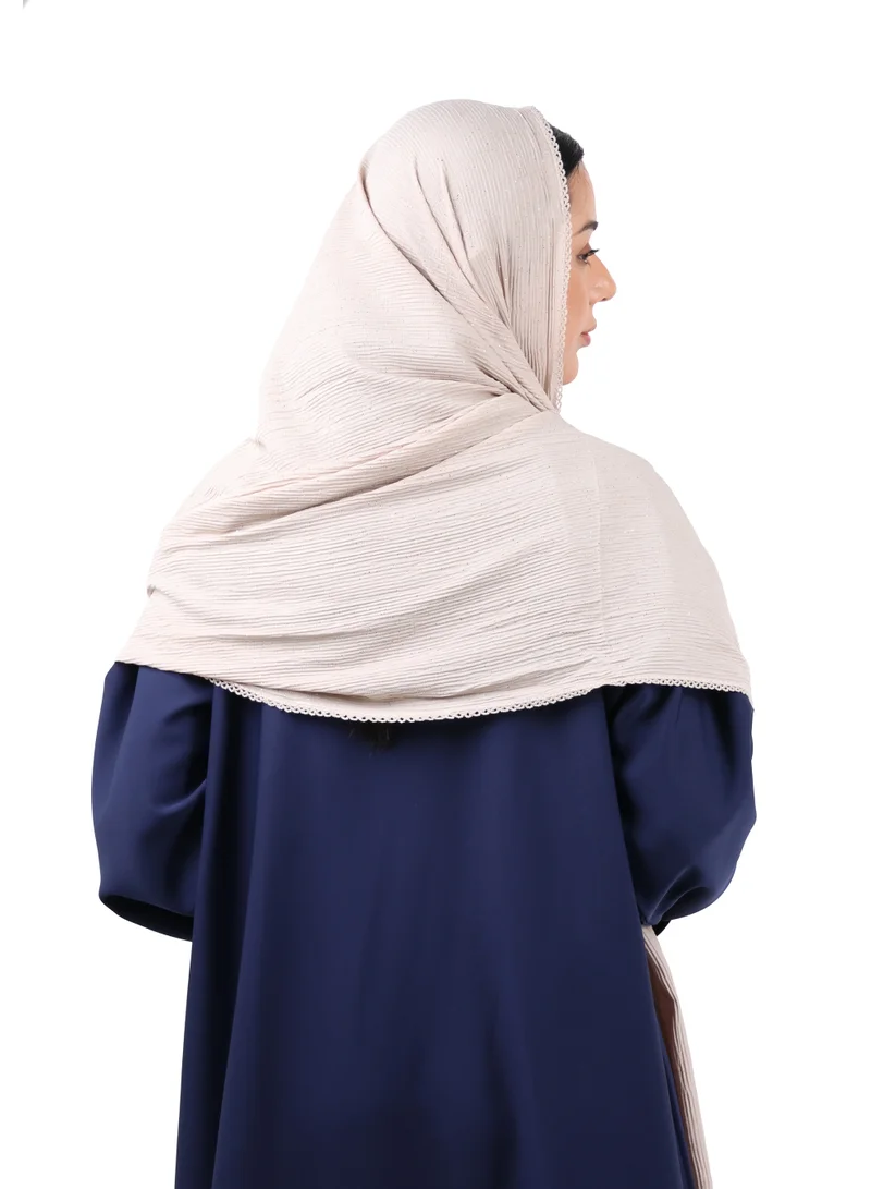 Jameela  Crinkle Cotton Mix Scarf with Lace Trim & Shimmer (Camel) for Women | Best Price UAE
