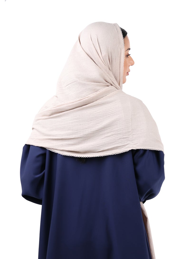 جميلة وشاح قطني مزيج مجعّد مع حواف دانتيل ولمسات لامعة - جملي - Image 5