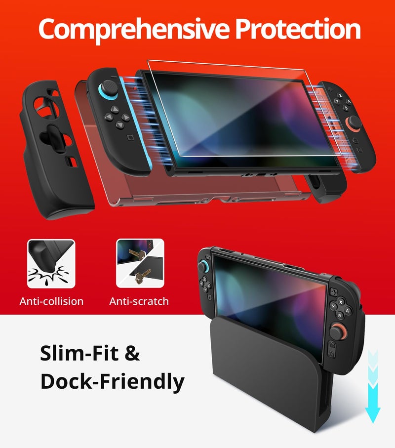 ivoler 22-in-1 Accessories Bundle Kits for Nintendo Switch 2 - Includes Carrying Case, Protective Cover, Charging Dock,Screen Protectors, Steering Wheels, Game Stand,Grips for Joycon,Game Card Case - Image 5
