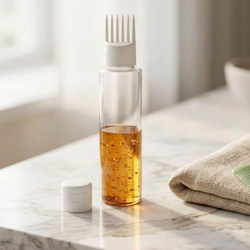 Hian Hair Oil Applicator Bottle with Comb Tip, Transparent Plastic Scalp Dispenser for Easy Oil & Shampoo Application, Refillable Bottle for Root Care (White Color, Pack of 4) - Image 2