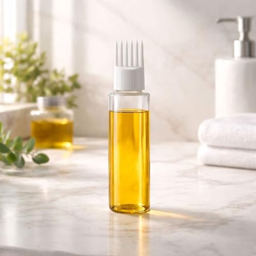 Hian Hair Oil Applicator Bottle with Comb Tip, Transparent Plastic Scalp Dispenser for Easy Oil & Shampoo Application, Refillable Bottle for Root Care (White Color, Pack of 4) - Image 5